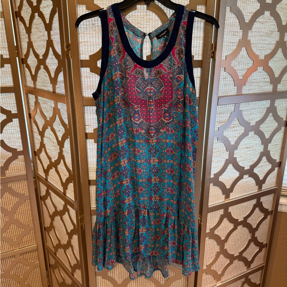 100% Silk Tolani Multicolor Sleeveless Dress